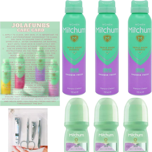 Mitchum Deodorant Women Shower Fresh Triple Odor Defense 48 Hour Protection, Mitchum Deodorant Women Roll On Shower Fresh & Jolafunbs Nail Kit