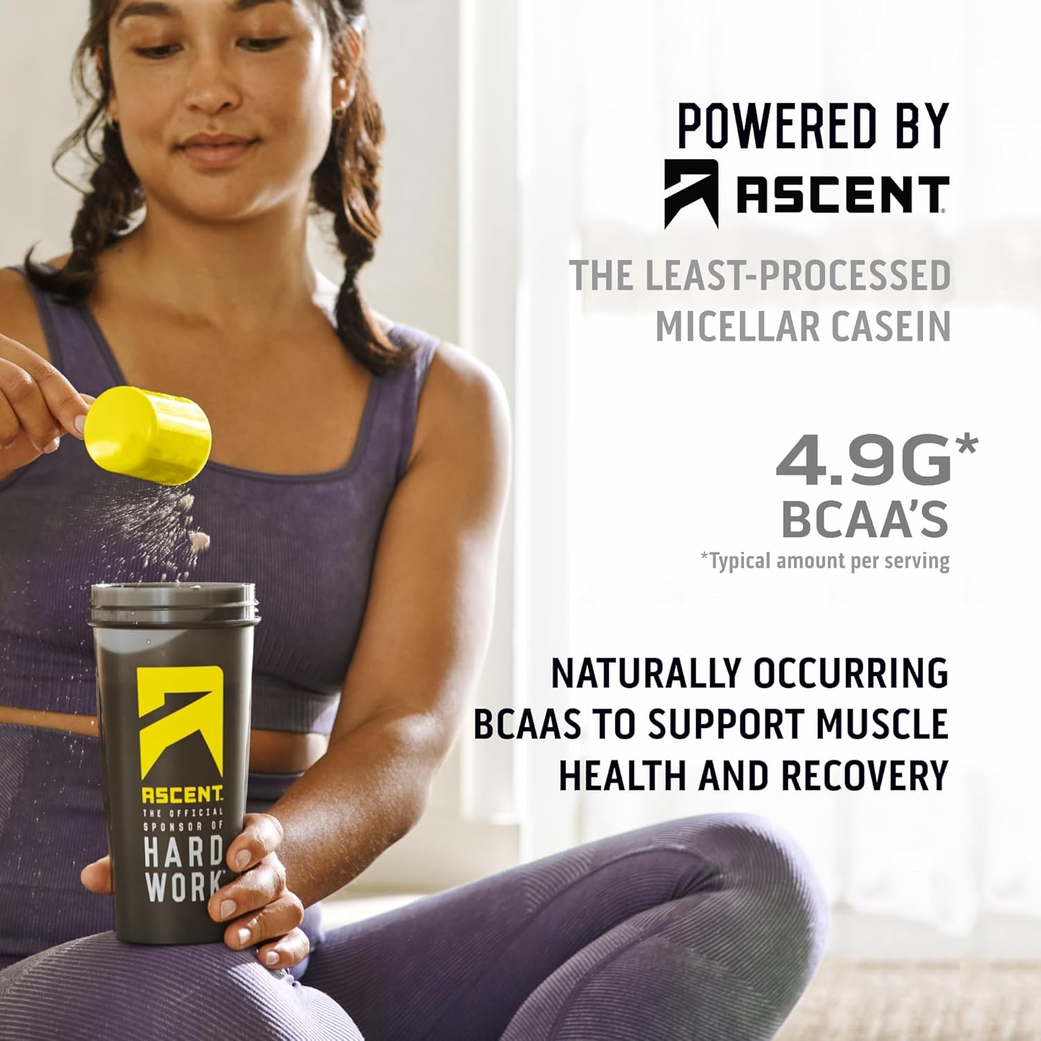 Ascent Casein Protein Powder - 25G Micellar Casein Powder With Zero Artificial Flavors & Sweeteners, Gluten-Free, No Added Sugar, 4.9G Bcaa, 2.2G Leucine - Vanilla Bean, 2 Pounds : Health & Household