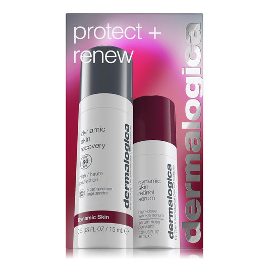 Dermalogica Protect + Renew – Face Moisturizer With Spf And Retinol Serum Duo Set, Travel Skincare Set