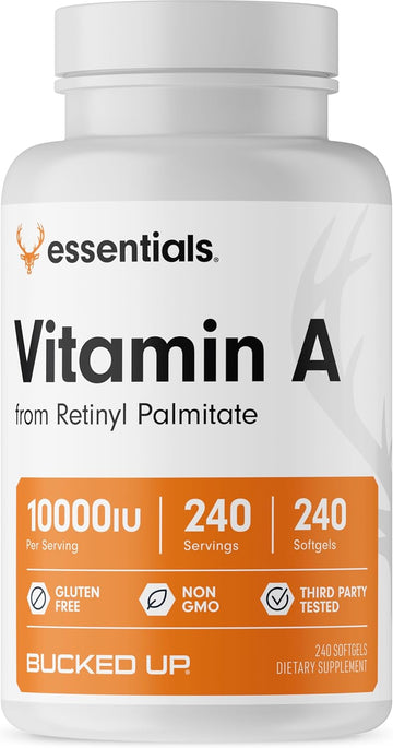 Bucked Up Vitamin A 10000Iu Per Serving, Essentials (240 Servings, 240 Softgels)