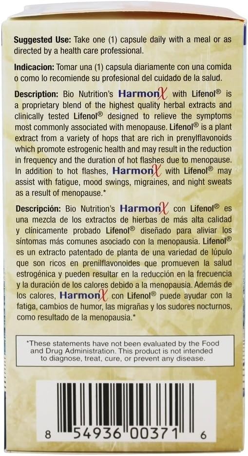 Bio Nutrition Harmonx With Lifenol 400 Mg Vegetarian Capsules, 30 Ea, 30 Count