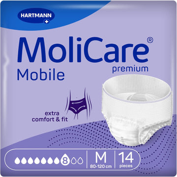 Molicare Premium Mobile 8 Drops Size M, Incontinence Pants For Women And Men With Severe Incontinence, Extra Leakage Protection, Skin Protection, Improved Body Fit, 14 Pieces