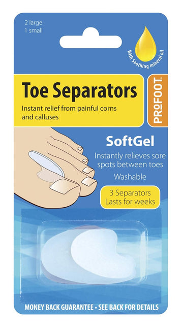 Profoot Toe Separators - Instant Relief From Corns And Calluses - Ideal For Overlapping Toes - Soft Gel Toe Spacer - Toe Spreaders (2 Pack)
