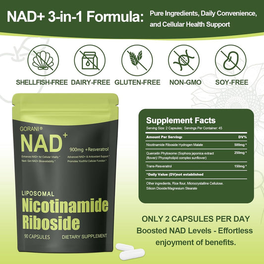 Nmnh Supplement Alternative -Liposomal Nad+ & Resveratrol Supplement – 90 Capsules, Enhanced Absorption Technology For Cellular Health, Energy Support & Mental Focus | Non-Gmo, Gluten-Free