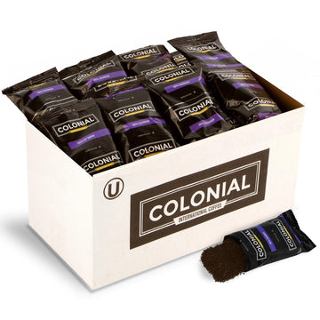 Colonial Coffee Packets, Pre Ground Coffee Packs, Colombian Medium Roast, Bulk Bags For Drip Coffee Makers (2.5 Oz Bags, Pack Of 100)
