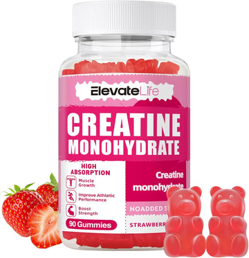 Creatine Monohydrate Gummies 5000Mg For Men & Women, Chewables Creatine Monohydrate For Muscle Strength, Muscle Builder, Energy Boost, Pre-Workout Supplement-90 Pineapple Gummies