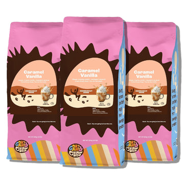 Crazy Cups Flavored Ground Coffee, Caramel Vanilla, In 10 Oz Bags, For Brewing Flavored Hot Or Iced Coffee, 3 Pack