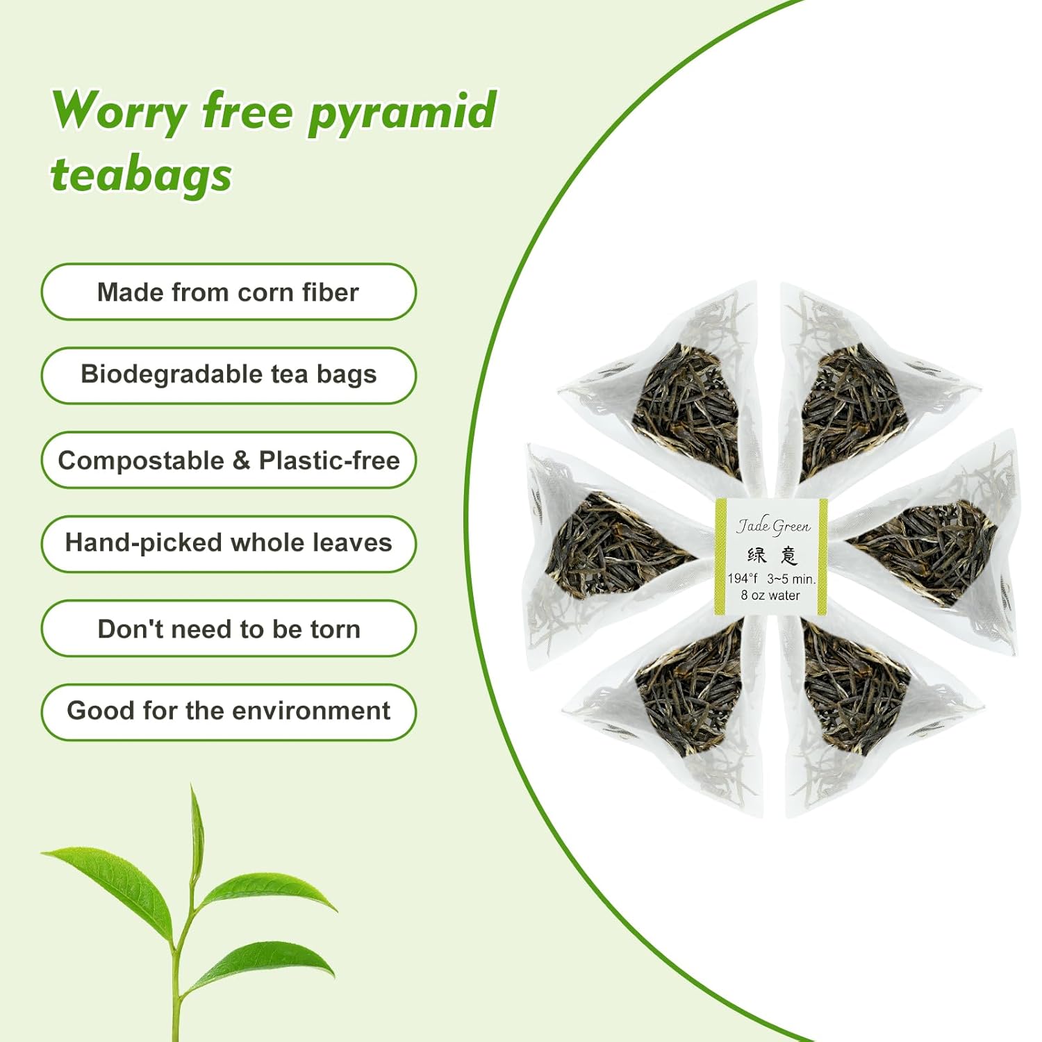 Gtglotra Premium Full-Leaf Loose Green Tea, 24 Pyramid Bags(4 Pack), 100% Natural No Additives, Easy Brew, Biodegradable Tea Whole Leaf Tea Sampler, Family Size, Suitable For Gifts, Office Reception