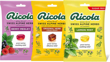 Ricola Everyday Bundle, Berry Medley (19 Ct), Original (21 Ct), Sugar Free Lemon (19 Ct), Pack Of 3