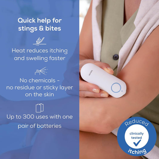 Beurer Br90 Insect Sting And Bite Relief With Light, Chemical-Free Bug Bite Healer For Day And Night, Electronic Heat Device For After Mosquito Bites To Ease Itching And Swelling