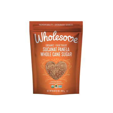 Wholesome Sweeteners Organic Sucanat, Unrefined Whole Cane Sugar, Fair Trade, Non Gmo & Gluten Free, 1 Pound (Pack Of 12) (45025)