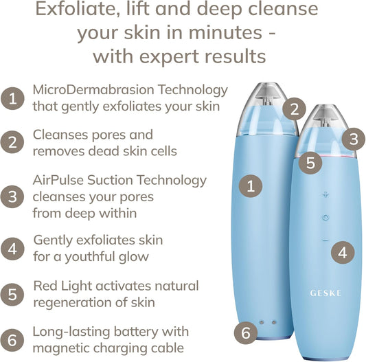 Geske Smartappguided⢠Microdermabrasion Blackhead Remover | 7 In 1 | Blackhead Remover | Electric Pore Cleaner | Innovative Vacuum Cup | Beauty Tool | Skin Cleansing Device | Skincare Device