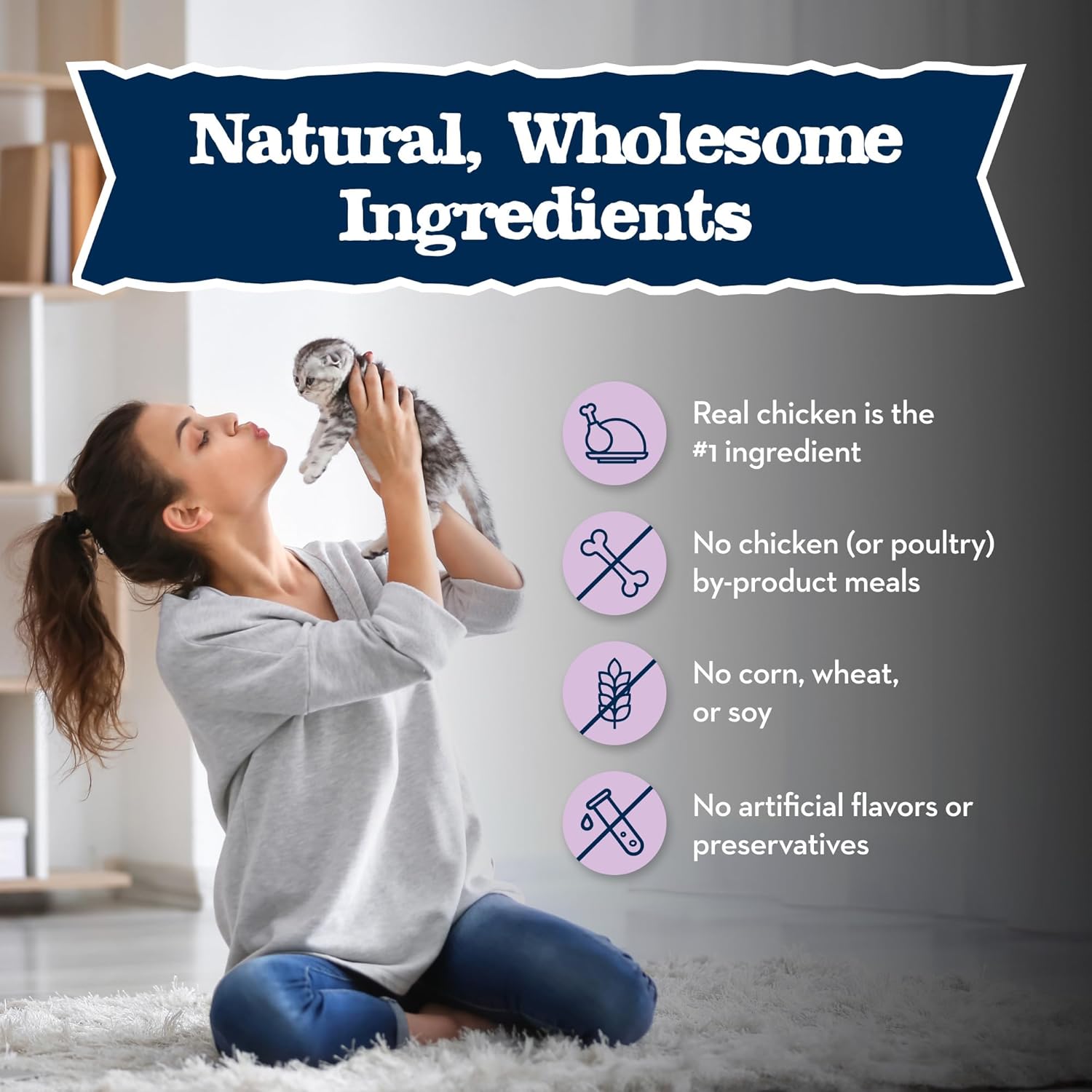 Blue Buffalo Baby BLUE Natural Kitten Wet Cat Food, Healthy Growth Formula with DHA, Chicken Recipe Multi-Pack, 3-oz. Cans (6 Count) : Pet Supplies