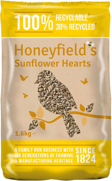 Sunflower Hearts Bird Food - Wild Bird Food For Small Birds, High In Energy And Protein, Great For Hanging Feeders, Bird Tables, And Ground Feeding, Bulk Bag (1.6Kg) - Honeyfield’S71050161