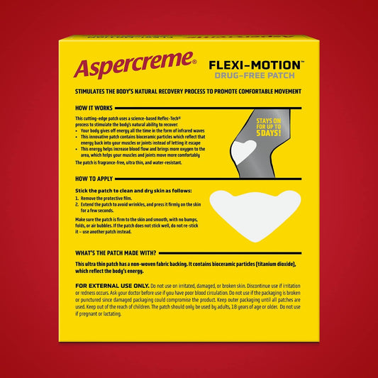 Aspercreme Flexi-Motion Drug-Free Patch For Knee, 6-Count, Promotes Comfortable Movement