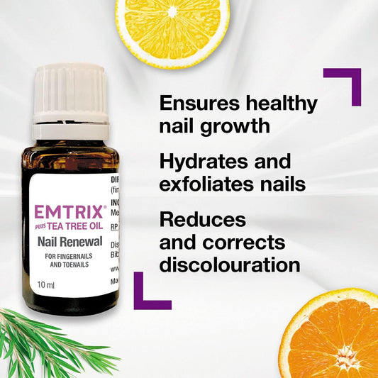 Emtrix Nail Renewal With Natural Tea Tree Oil, For Damaged Nails | Nail Strengthener And Healthy Nail Growth Product | For Fingernails And Toenails | Vegan Friendly | 10 Ml