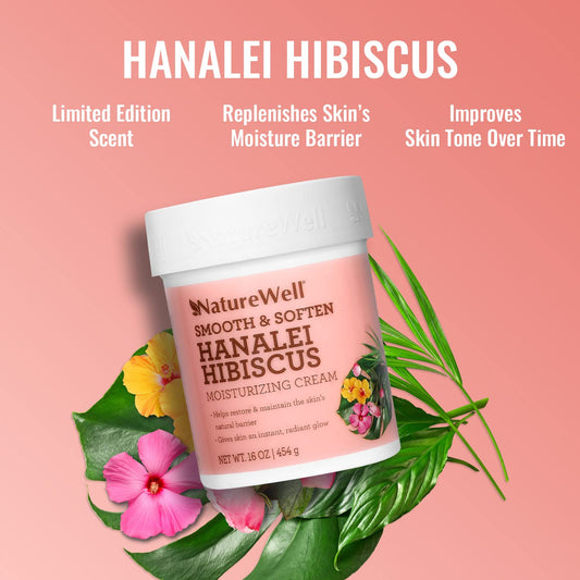 Nature Well Hanalei Hibiscus Smooth & Soften Moisturizing Cream For Face & Body, Infused With Natural Oils & Extracts, Restores Skin Moisture Barrier, 16 Oz