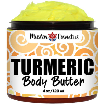 Turmeric Body Butter | Whipped Shea | Frankincense Essential Oil | Not Grainy | 100% Natural Glow || Made In Canada - Muslim Cosmetics - Turmeric Body Butter (4Oz (120Ml))