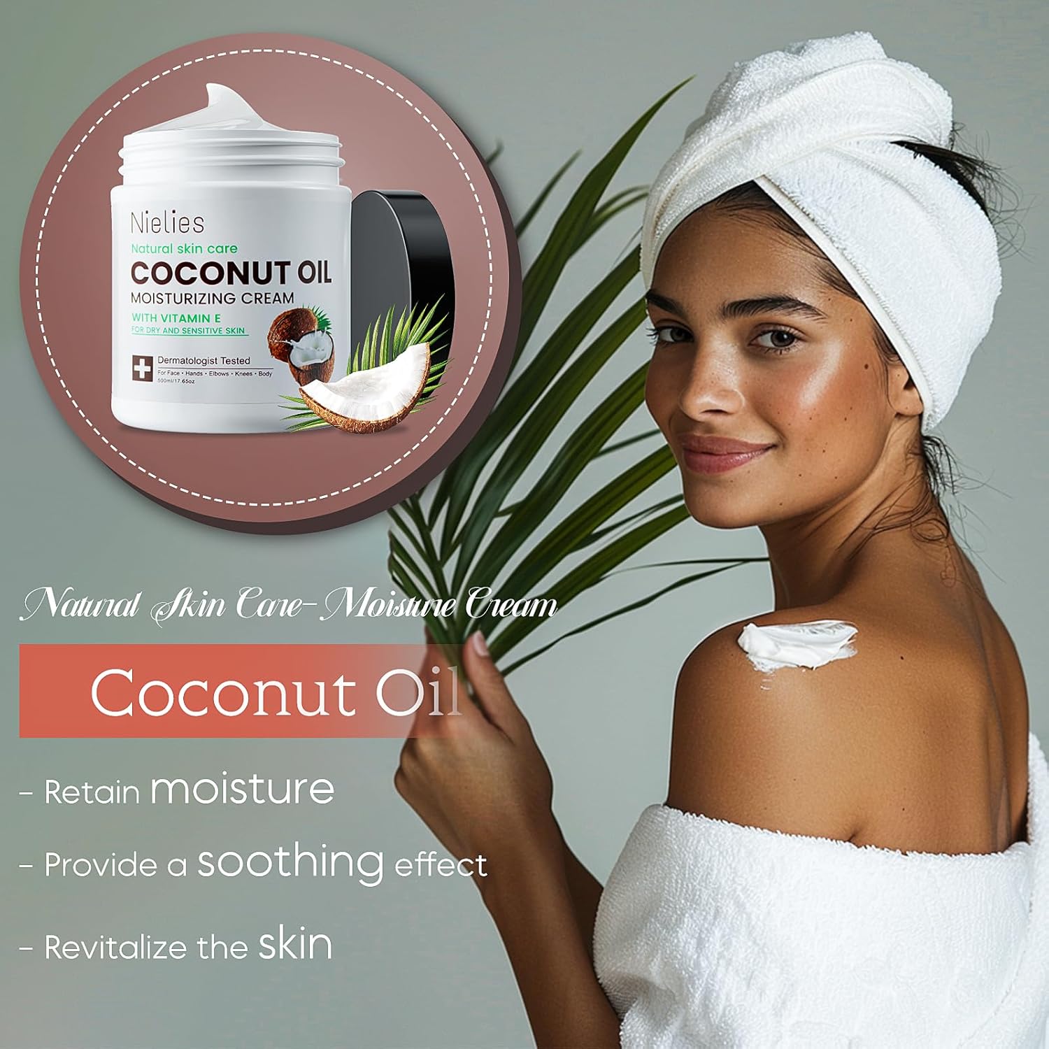 Nielies 2 Pcs X 500Ml Coconut Oil Cream.Coconut Oil Moisturizing Cream, Coconut Oil Lotion For Skin,Face, Hands, Hair. Intense Hydration For Dry Skin (2) : Beauty & Personal Care