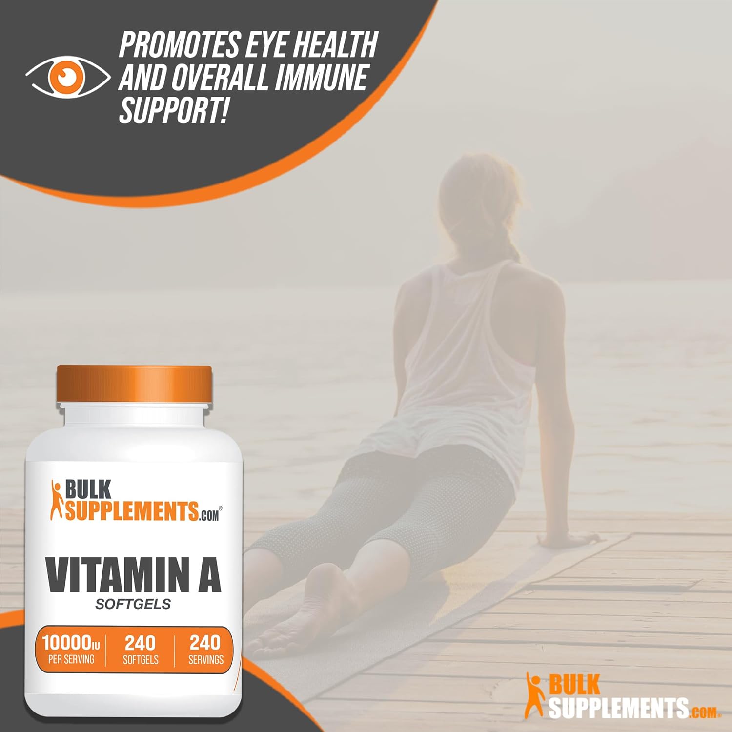 BULKSUPPLEMENTS.COM Vitamin A 10000 IU Softgels - Vitamin A Retinyl Palmitate, Vitamin A Pills - Vitamin A Supplement, Eye Supplements - Gluten Free, 1 Softgel per Serving, 240 Softgels : Health & Household