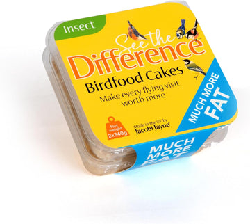 Suet Blocks For Wild Birds - Jacobi Jayne® See The Difference™ Wild Bird Food - Pack Of 2 X 340G - Bird Food Suet Blocks With Insects - 100% British & Irish Beef Suet