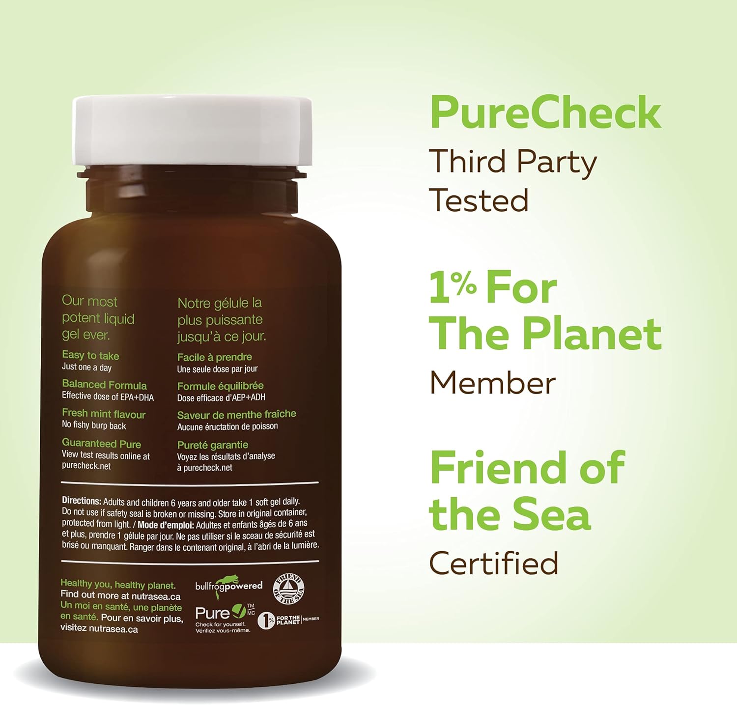 Nutrasea By Nature'S Way Omega-3 One Daily, Liquid Gels, Fresh Mint, 60 Liquid Gels, 1000 Mg Omega-3 (575 Mg Epa, 425 Mg Dha), Non-Gmo : Health & Household