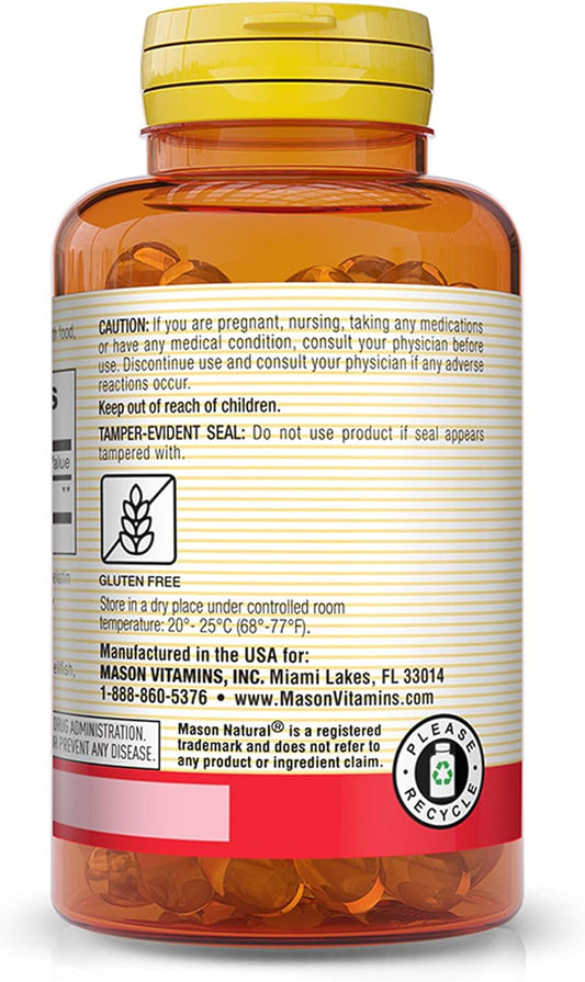 Mason Natural Co Q10 100 Mg - Healthy Heart And Cellular Energy Production, Supports Cardiovascular Health, 30 Softgels