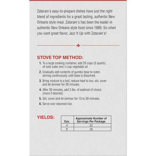 Zatarain'S New Orleans Style Gumbo Base, 16 Oz - One 16 Oz Box Of Gumbo File Base, Perfect For Traditional South Louisiana Gumbo