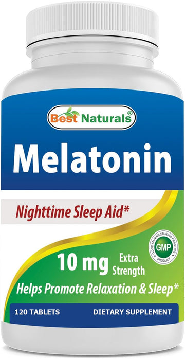 Best Naturals Melatonin 10Mg (Non-Gmo) Tablets - Helps Promote Relaxation & Sleep - 120 Count