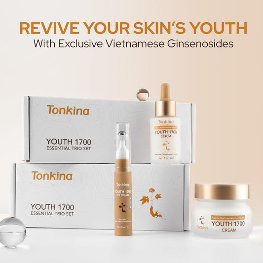 Tonkina Essential Trio Youth 1700 Anti-Aging Skin Care Kit With Vietnamese Ginseng Firming And Moisturising For All Skin Types