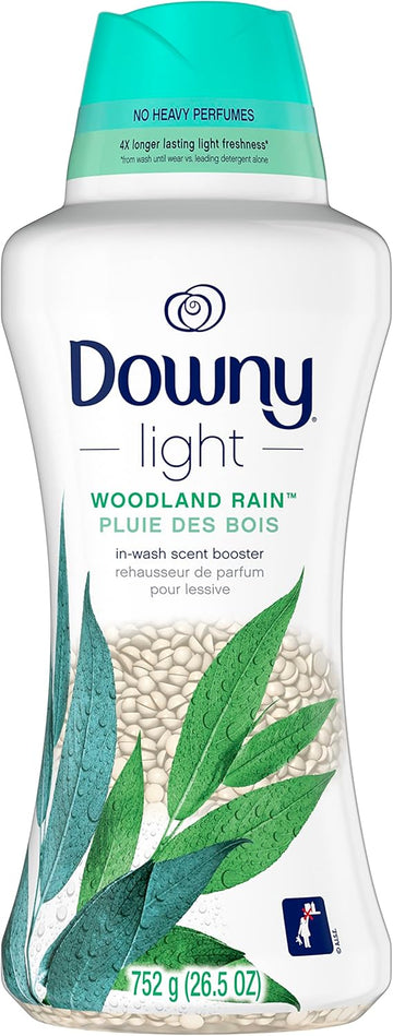 Downy Light Laundry Scent Booster Beads For Washer, Woodland Rain, 26.5 Oz, With No Heavy Perfumes