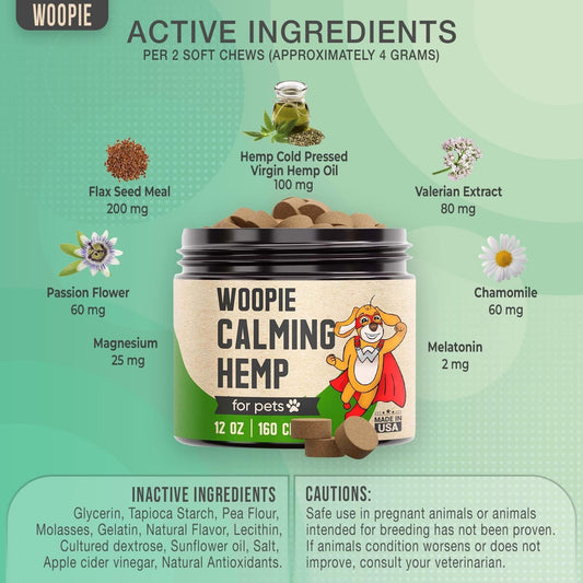 Calming Hemp Treats - For Dogs And Puppy Essentials For Restful Sleep Aid, Relief Stress For Attacks Of Aggression Pet - With Melatonin, Easy Chews Toys, Made In Usa