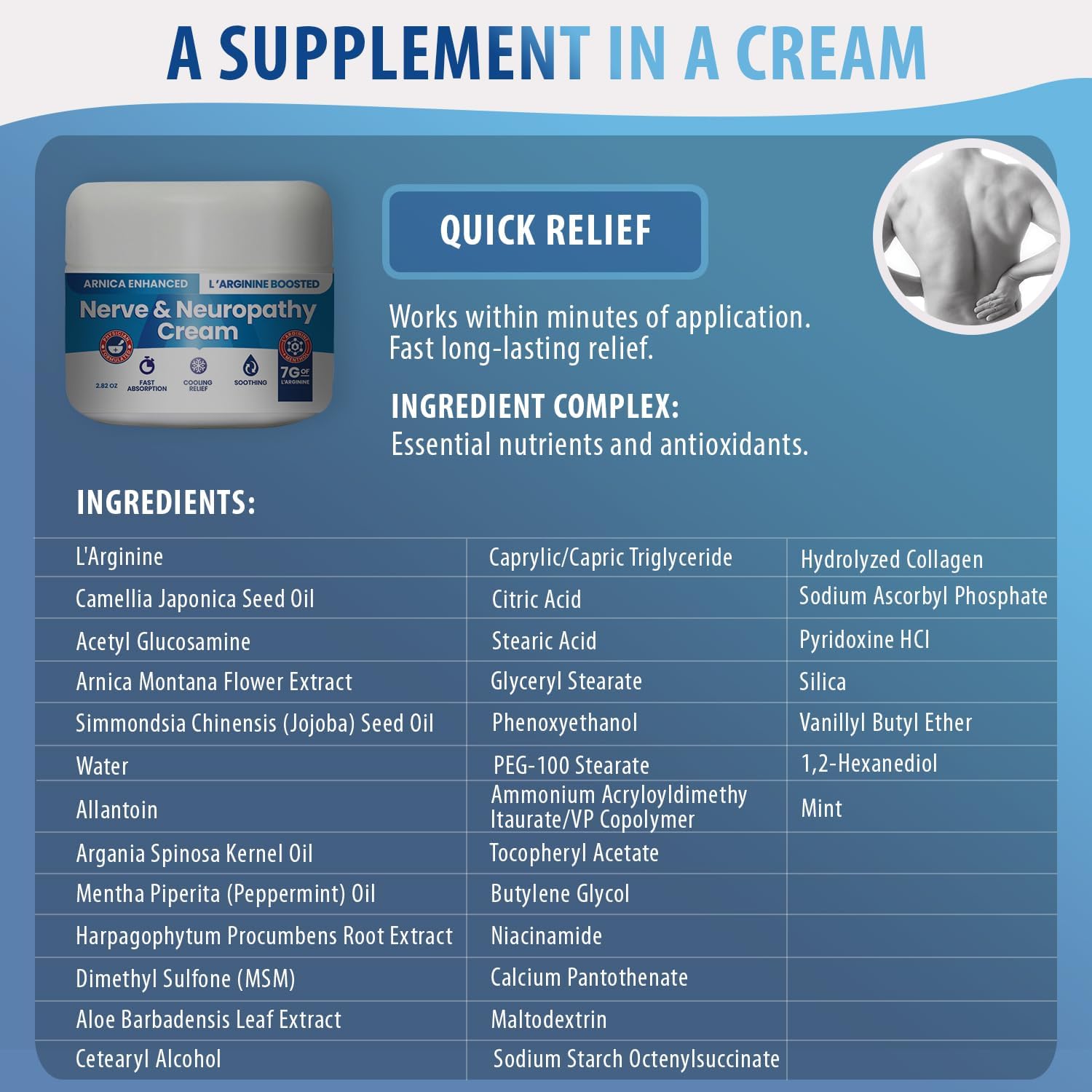 Neuropathy Cream Arnica Enhanced And L’Arginine Boosted Formula - Maximum Strength Relief For Foot, Hands, Legs, Toes Includes 7Grams Of L’Arginine; Vitamin B6, Msm, Arnica, Aloe -2.82Oz : Health & Household