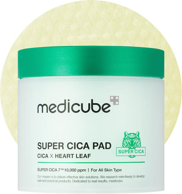 Medicube Super Cica Facial Toner Pads (70 Pads) - 88% Centella Asiatica To Soothe Sensitive Skin - Infused With Heartleaf For Deep Hydration And Improvement Of Damaged Skin - 100% Vegan Ceritifed