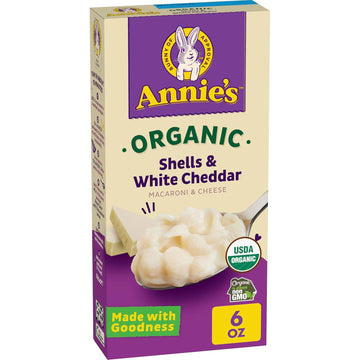 Annie'S Organic Macaroni And Cheese, Shells And White Cheddar, 6 Oz