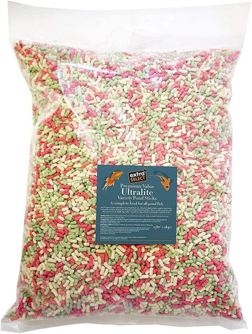 Extra Select Premium Value Ultralite Variety Pond Sticks Complete Fish Feed, 15 Litre05Esps01