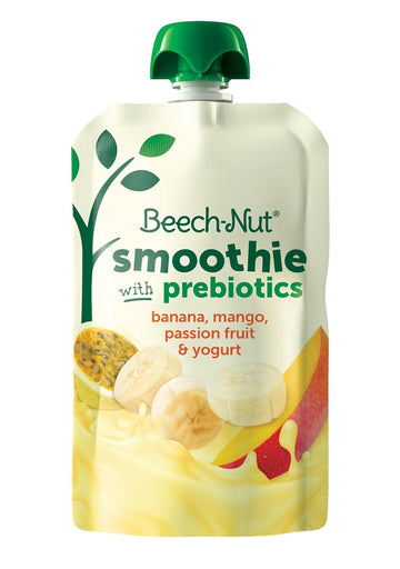 Beech-Nut Toddler Smoothies With Prebiotics, Banana Mango Passion Fruit & Yogurt Baby & Toddler Food Pouches, 3.5 Oz (12 Pack)