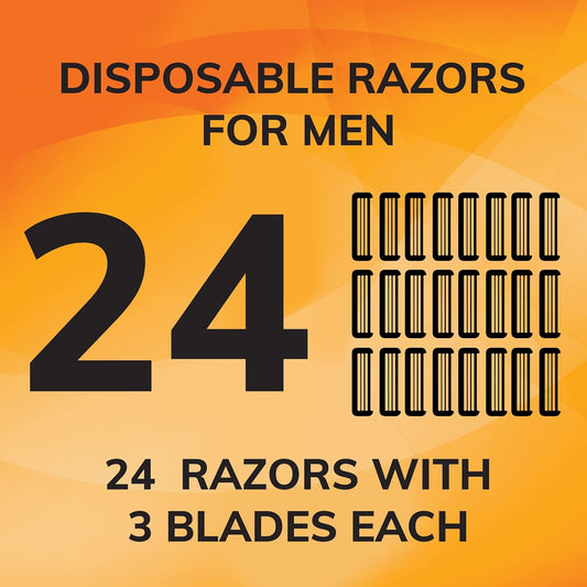 BIC Comfort 3 Disposable Razors for Men for an Ultra-Soothing, Comfortable Shave, 3 8-count Packs of Razors With 3 Blades, 8 Count (Pack of 3)