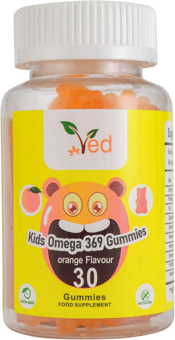 Omega 3 6 9 Gummies Kids,15 Day Supply, Natural Orange Flavour, 30 Chewable Vegan Gummies, Vegetarian Friendly, Energy & Immune System, Kids Omega 3 6 9 Gummies, Gmo & Gluten Free