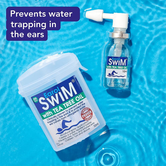 Earol Swim Olive Oil And Tea Tree Ear Spray, An Invisible Ear Plug, Protects Against Water Trapping To Prevent Infections, 2 Pack Of 10Ml Metered Dose Spray