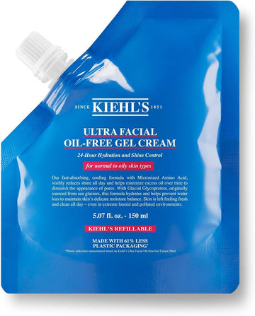 Kiehl'S Ultra Facial Oil-Free Gel Cream For Oily To Normal Skin, Non-Comedogenic, Alcohol-Free, Fragrance-Free, 150Ml, Refill Pouch