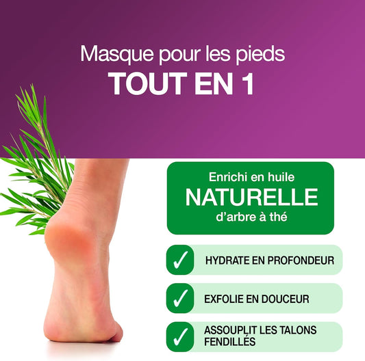 Emtrix Foot Mask Socks All In 1, Moisturising Foot Mask With Natural Tea Tree Oil, Designed To Hydrate, Exfoliate & Soften Cracked Heels In 20 Minutes For Baby Soft Feet - (1 Pair)