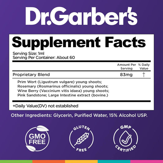 Dr. Garber'S Natural Solutions Constipation Relief Oral Drops - Gemmotherapy Liquid Supplement For Gas, Constipation & Bloating Relief, Regulates Bowel Function & Improves Digestive Health - 60Ml