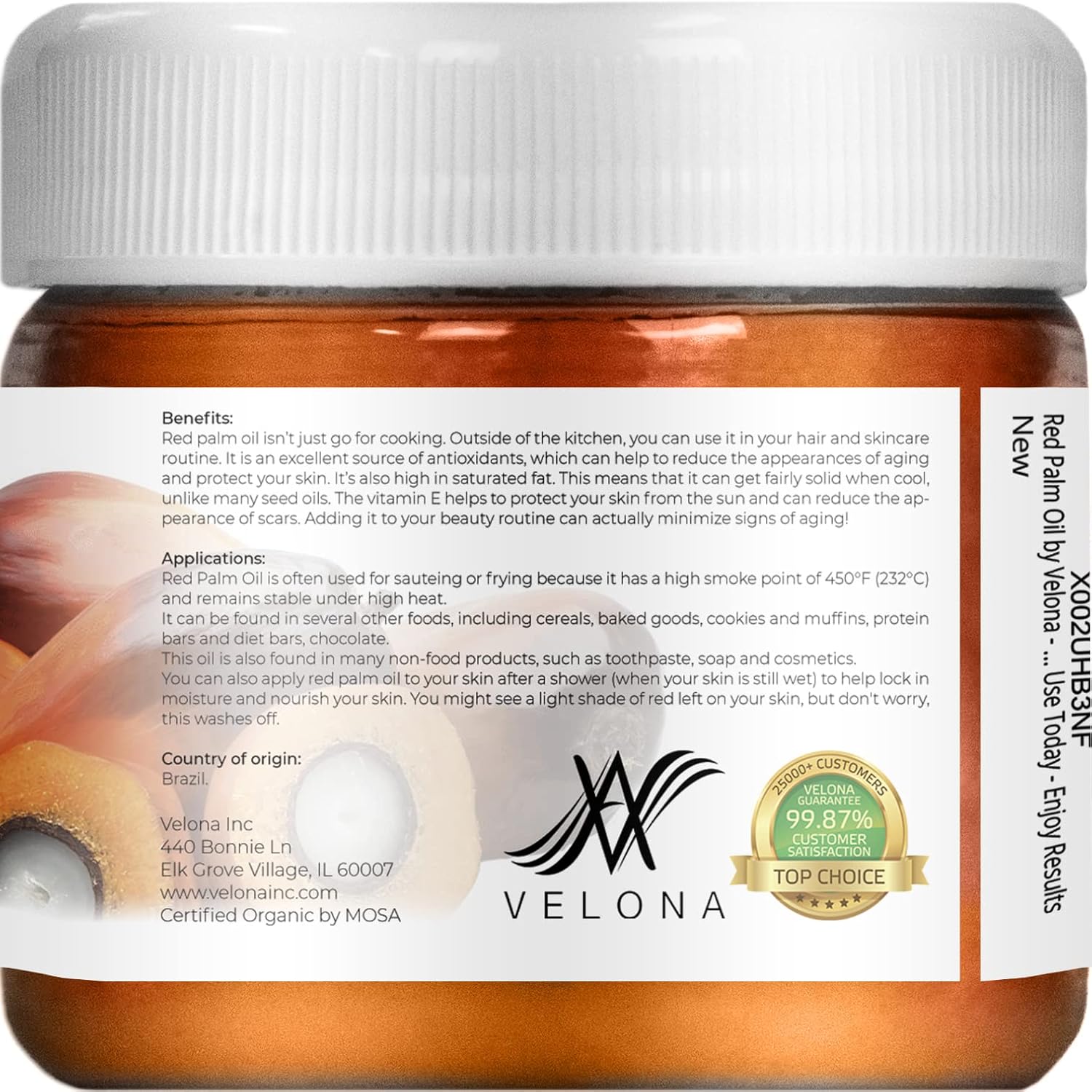 velona USDA Certified Organic Red Palm Oil 2 oz | Food and Cosmetic Grade | in jar | Extra Virgin, Cold Pressed | Skin, Face, Body, Hair Care : Beauty & Personal Care