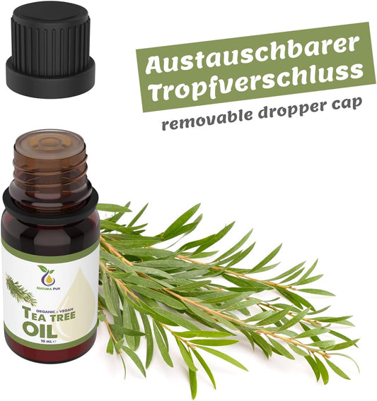 Tea Tree Oil 10Ml, Vegan – 100% Pure Tea Tree Essential Oil From Australia – Care For Blemished Skin, Inflammatory Skin Conditions, Anti-Pimples And Acne