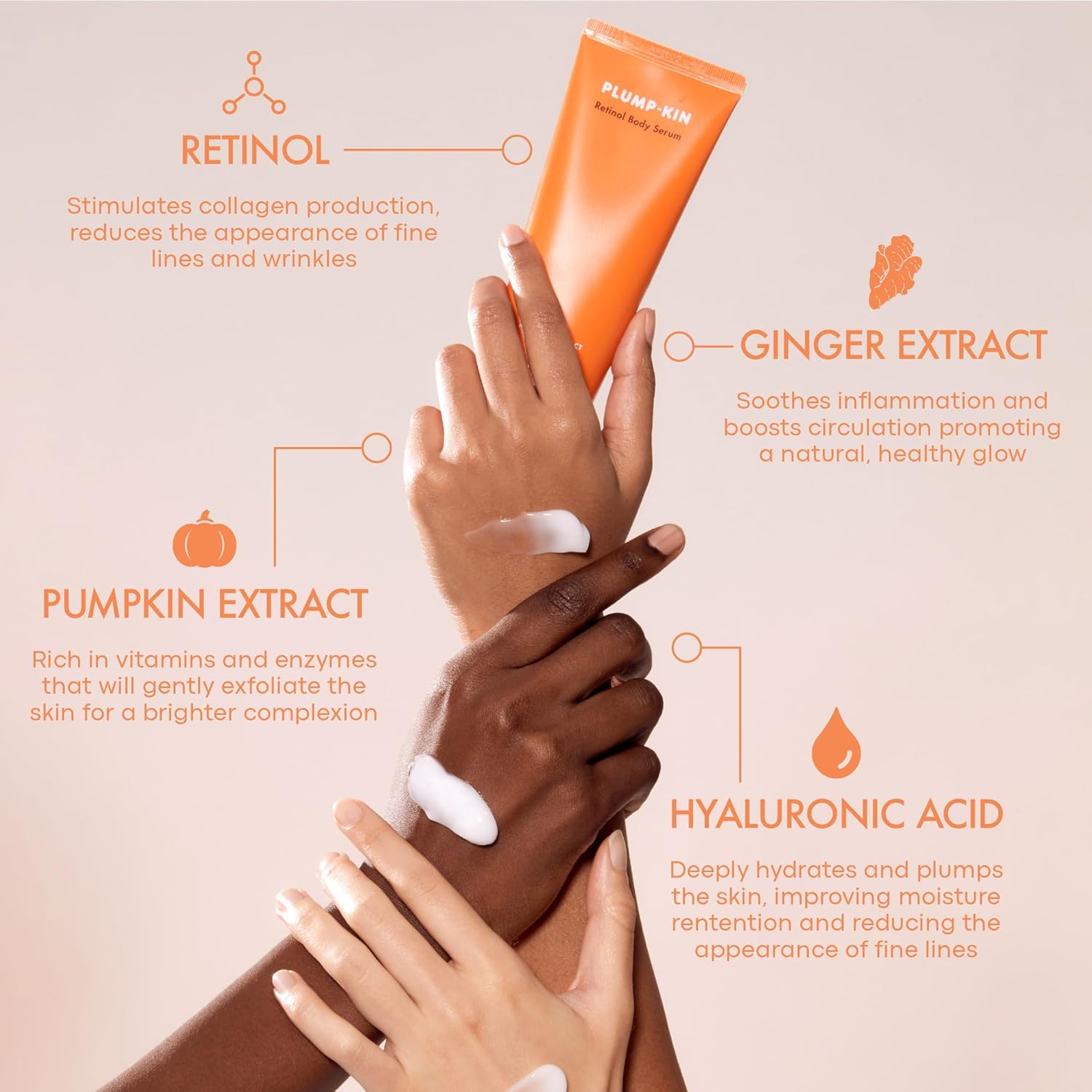 Tonymoly Plump-Kin Retinol Body Serum, Skin Tightening And Hydrating, With Pumpkin Extract, Retinol, Hyaluronic Acid 4.05 Fl Oz