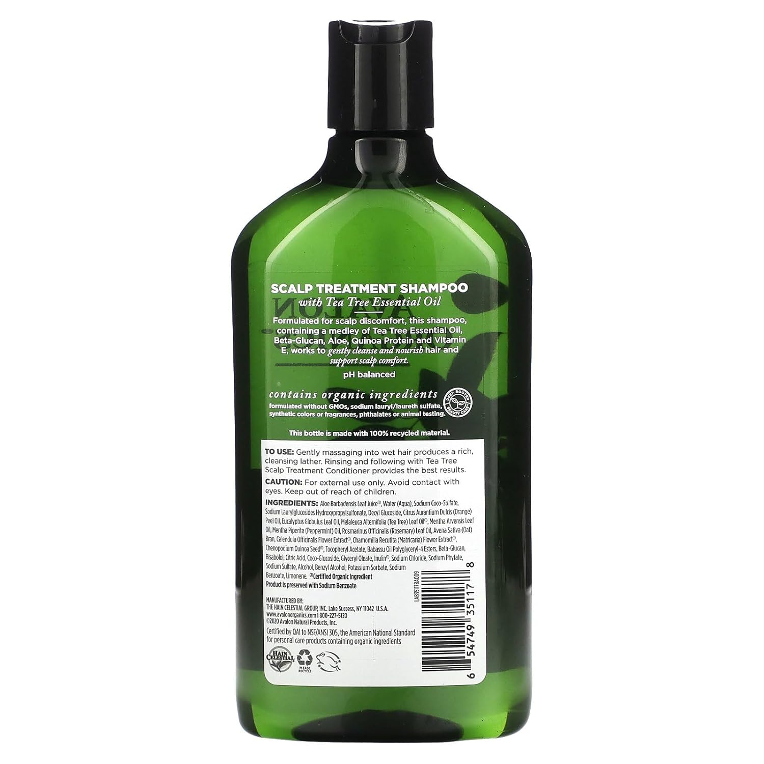 Avalon Organics Scalp Treatment Tea Tree Shampoo, Encourages Scalp Well-Being and Leaves Hair Soft, 11 Fluid Ounces : Hair Shampoos : Beauty & Personal Care