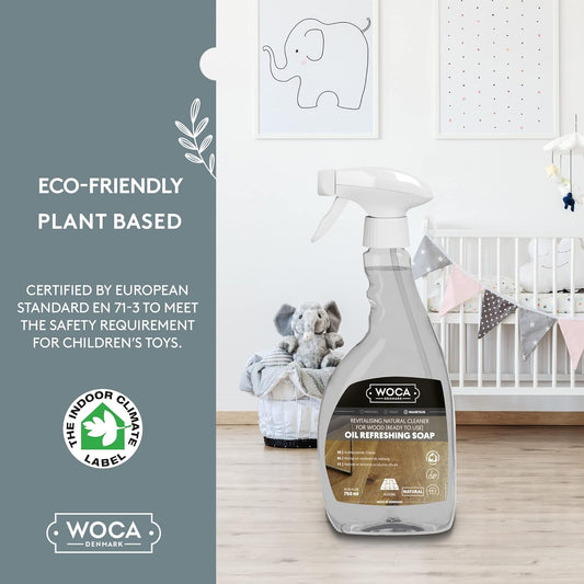 Woca Denmark - Oil Refreshing Soap Spray - White - Wood Rejuvenator For Use On Oiled Finished Wood Surfaces - 750 Ml