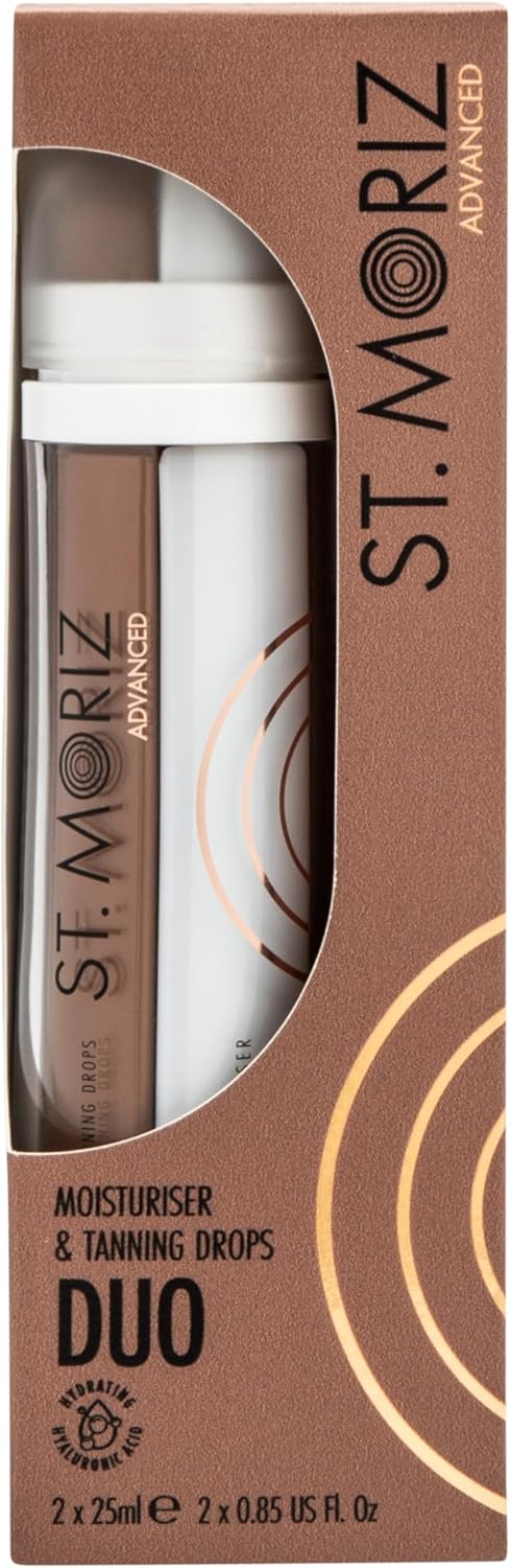 St Moriz Advanced Moisturiser & Tanning Drops Duo | Concentrated Self Tanning Drops & Moisturiser With Hyaluronic Acid | Mix Together For A Natural Buildable Glow & Advanced Skin Care Benefits | 50Ml