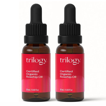 Trilogy Certified Organic Rosehip Oil Duo, Intensive Nourishment, Improves Appearance Of Scars, Stretch Marks, Fine Lines, & Wrinkles, 0.68 Fl Oz Each